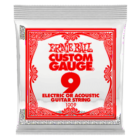Ernie Ball .009 Plain Steel Electric or Acoustic Guitar Strings 6 Pack (1009)
