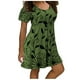 thumbnail image 2 of ICHUANYI Clearance Fashion Women Plus Size Casual Floral Print Short Sleeves Short Dress(Army Green, XL) ICHUANYI WER2023080710111, 2 of 5