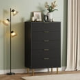 thumbnail image 3 of GAOMON Modern 5-Drawer Dresser with Gold Handles, Wood Double Chest Storage Organizer, 48" Tall Dresser for Bedroom, Living Room, Entryway, Black, 3 of 7