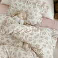 thumbnail image 6 of Muslin Cotton Duvet Cover with Pink Floral Patterns, 1 Piece Super Soft Bedding Comforter Cover for Girls Women, 2-Layer Gauze Ruffled Edges Duvet Protector 79X90'', Machine Washable, No Quilt, 6 of 8