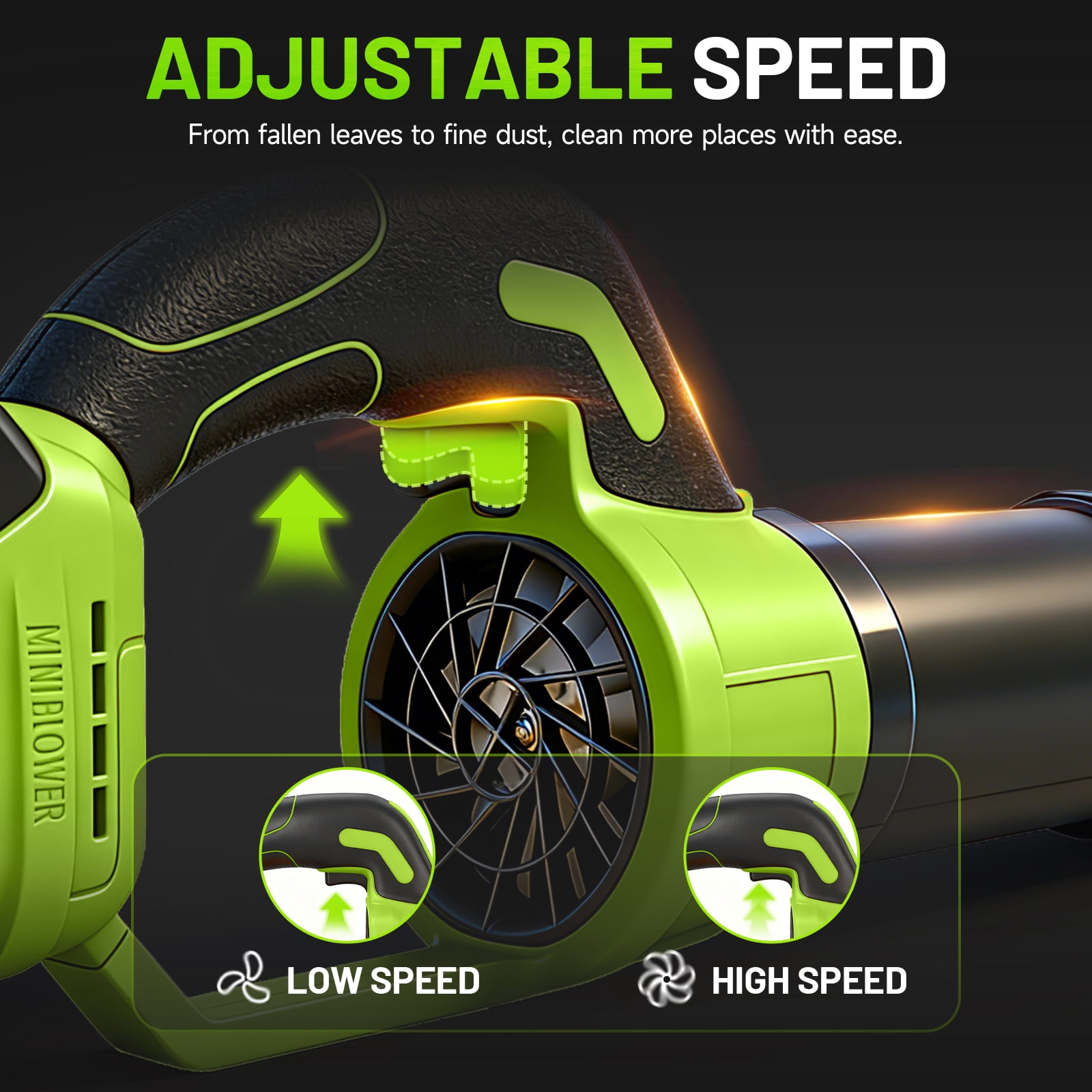 Leaf Blower Cordless, 2 x 4000mAh Batteries & Fast Charger Set, Variable Speed Mode, Lightweight Handheld Electric Leaf Blower for Lawn Care, Yard, Garden, Patio & Outdoor Cleanup