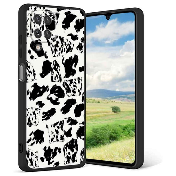 Compatible with Samsung Galaxy A42 Phone Case, Cow-Print-Abstract-Art-Black-White-Pink-Cute0 Case Men Women, Flexible Silicone Shockproof Case for Samsung Galaxy A42