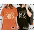 thumbnail image 3 of PAVIG Mr Mrs Halloween Couple Matching Bat Spiderweb Garment-Dyed Tee, 3 of 7