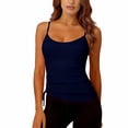 thumbnail image 4 of Aoiroe Women's Padded Square Neck Tank Tops Summer Double Layer Basic Sleeveless Tank Shirts Built in Bra Dark blue XL, 4 of 9