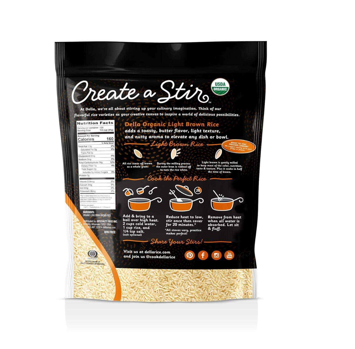Della Organic Long Grain Brown Rice, 12 Pound 12 Pound (Pack of 1)