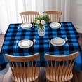 thumbnail image 3 of Black Blue Plaid Table Cloth Waterproof Tablecloths, Country Buffalo Checked Gingham Tablecloth Dining Table Cover for Kitchen Party Tabletop Outdoor, Rectangle Tablecloth 60x84 Inch, 3 of 9