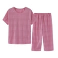 thumbnail image 2 of Mefallenssiah Women'S Summer Two Piece Set Short Sleeve Round Neck Pajama Set Printed tops Pants Set, 2 of 3