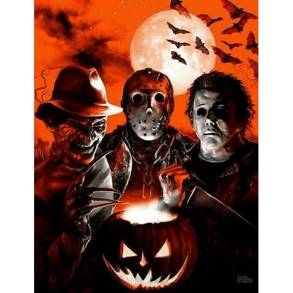 Horror Movie DIY 5D Diamond Painting by Number Kits Full Drills for Adults, Cross Stitch Crystal Rhinestone Embroidery Pictures Arts Craft for Home Wall Decor Gift. 12*16 Inch