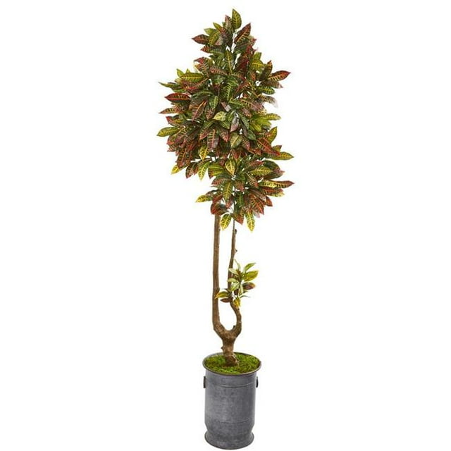Nearly Natural 9653 73 in. Croton Artificial Tree in Decorative Planter