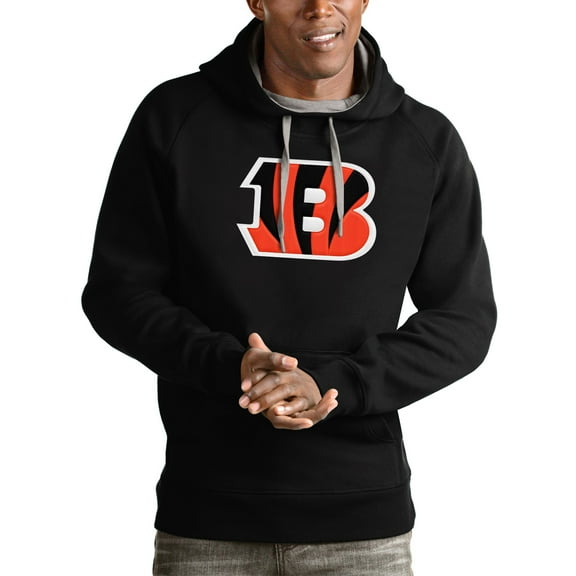 Men's Antigua Black Cincinnati Bengals Victory Pullover Hoodie