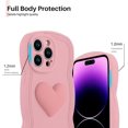 thumbnail image 3 of for iPhone 14 Pro Max Case Cute 3D Love Heart Curly Wave Shape Phone Cover Soft TPU Shockproof Full Camera Lens Protective Case for iPhone 14 Pro Max 6.7 Inch for Women Girl-Pink, 3 of 12