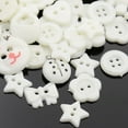 thumbnail image 2 of 50gs Dyed Mixed Shapes and Mixed Size Acrylic Buttons for Art Button Craft Button Ornament White 10~16x11~16x2~3mm Hole: 2mm, 2 of 3