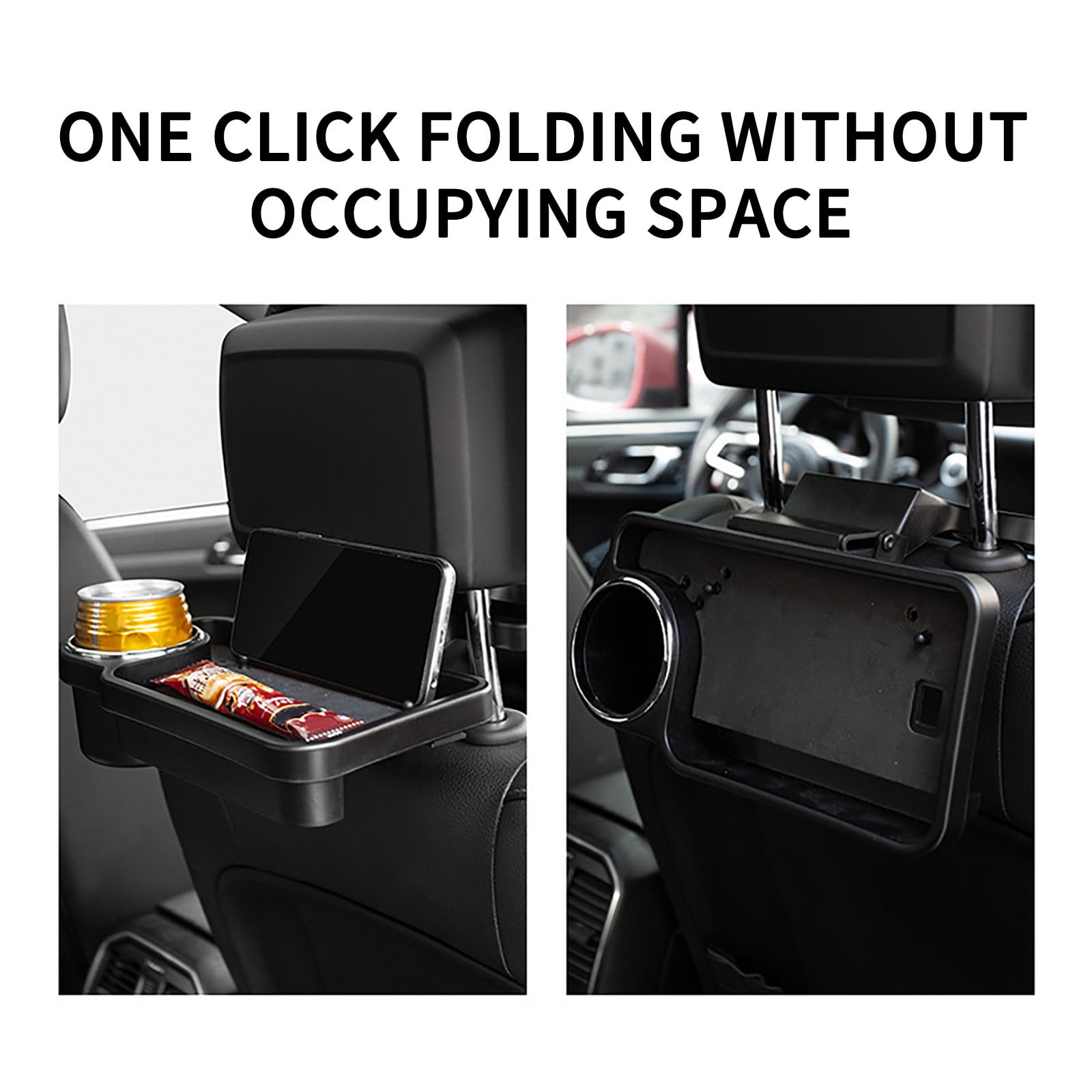 Car Seat Back Tray Table, Foldable Car Cup Holder Storage Box, Vehicle Seat Back Organizer Tray, Multi Function Car Cup Holder Food Tray, Durable Car Storage Organizer Accessory