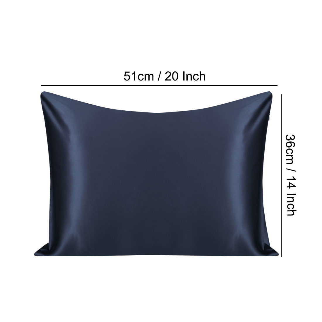 PiccoCasa 2 PCS Silk Pillowcase For Skin And Hair Silk Pillow Case Both Side Silk With Hidden Zipper Non-Standard Navy