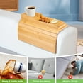 thumbnail image 2 of Couch Cup Holder, Anti-Slip Couch Arm Cup Holder, Bamboo Couch Arm Tray with Cup Holder, Couch Cup Holder Tray, Sofa Arm Tray for Cellphone, Remote, iPad, Snacks, 2 of 11