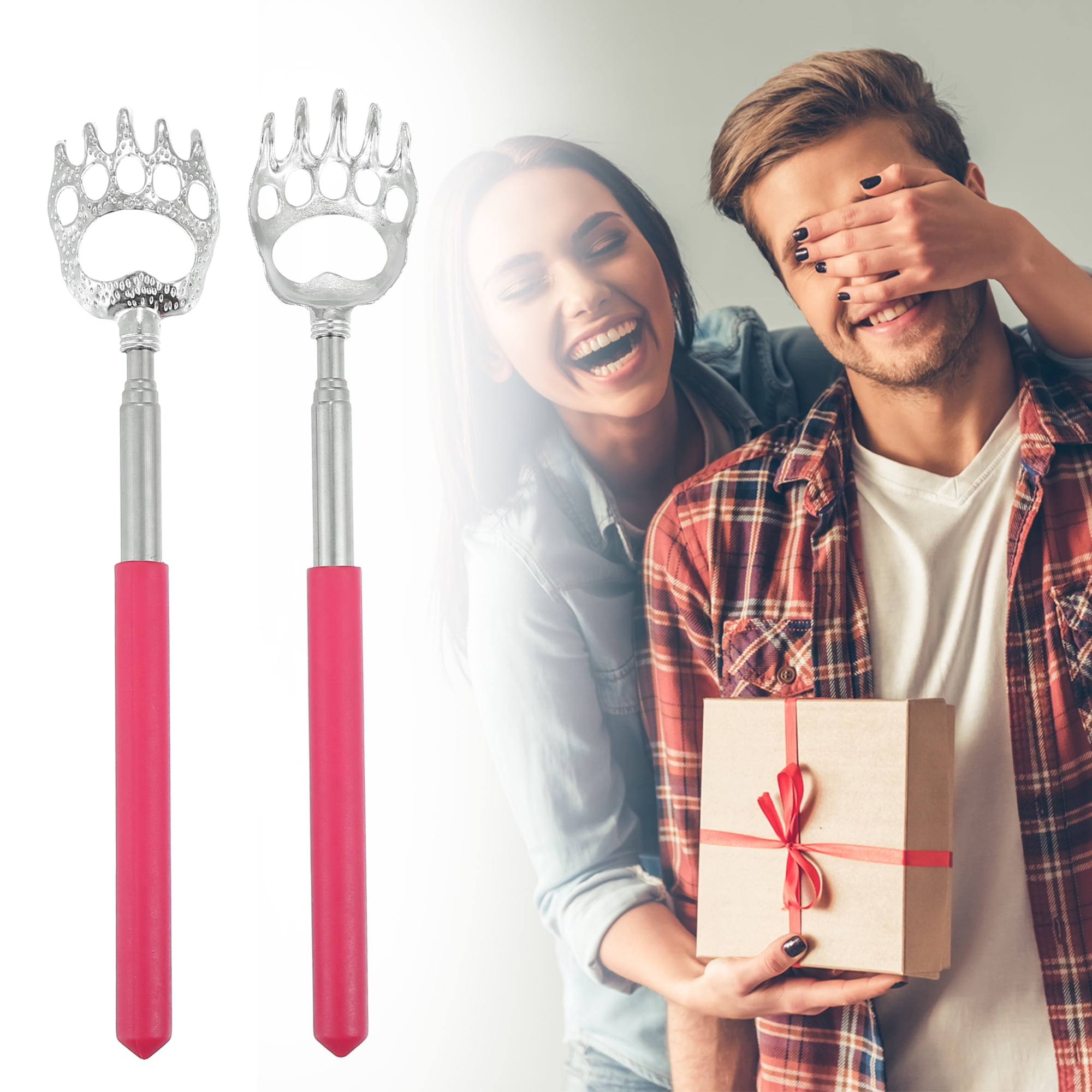 Unique Bargains 2 Pcs Extendable Claw Stainless Steel Pink