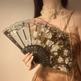 thumbnail image 6 of Shoreew Lace Rose Flower Folding Fan Vintage Lightweight Portable Summer Hand Held Fan Decoration Dance Performance Props Party Accessories, 6 of 7