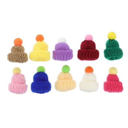

NUOLUX 10pcs Knitted Hat Craft Accessories Mini Colorful Knitted Caps Decor Accessory