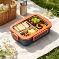 thumbnail image 4 of TACILIP Stationery Supplies, 1PCS Bento Box Lunch Box 3 Compartment Snack Containers Reusable Lunch Box Lunch Containers For Home Travel Work 720ml Equipped With Plastic Tableware, Womens Gifts, 4 of 6