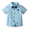 thumbnail image 1 of ITFABS Chemise d'Été pour Petits Garçons, Haut à Manches Courtes avec Col à Revers et Boutonnage Simple, 1 of 6