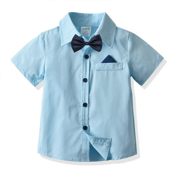 ITFABS Summer Little Boys Shirt, Short Sleeve Lapel Single-breasted Top