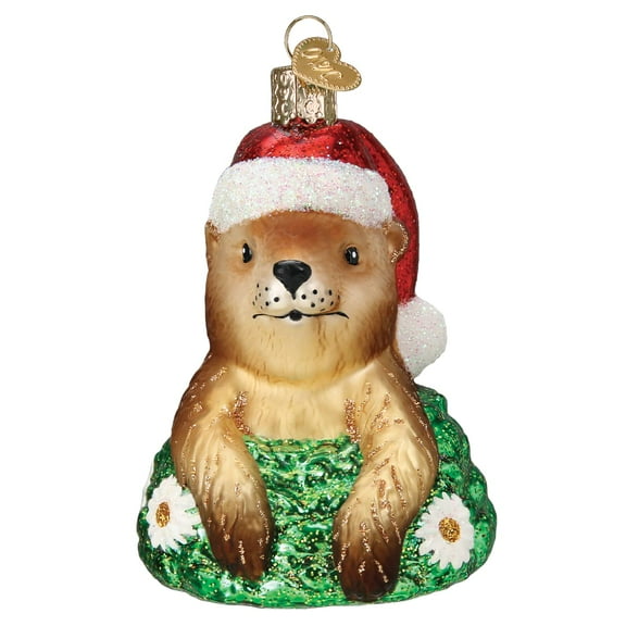Old World Christmas Santa Groundhog Glass Blown Ornament for Christmas Tree
