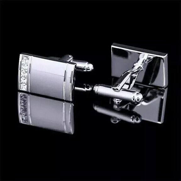 2.00Ct Round Cut Lab Created Diamond Engagement Classic Mens Cufflinks 14K White Gold Plated Silver Gift For Him