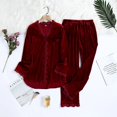 thumbnail image 1 of Ropa de hogar de terciopelo dorado estilo coreano de otoño e invierno Cárdigan de mujer Traje cálido de dos piezas Pantalones de manga larga Pijamas, 1 of 1