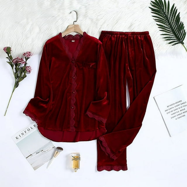 Ropa de hogar de terciopelo dorado estilo coreano de otoño e invierno Cárdigan de mujer Traje cálido de dos piezas Pantalones de manga larga Pijamas