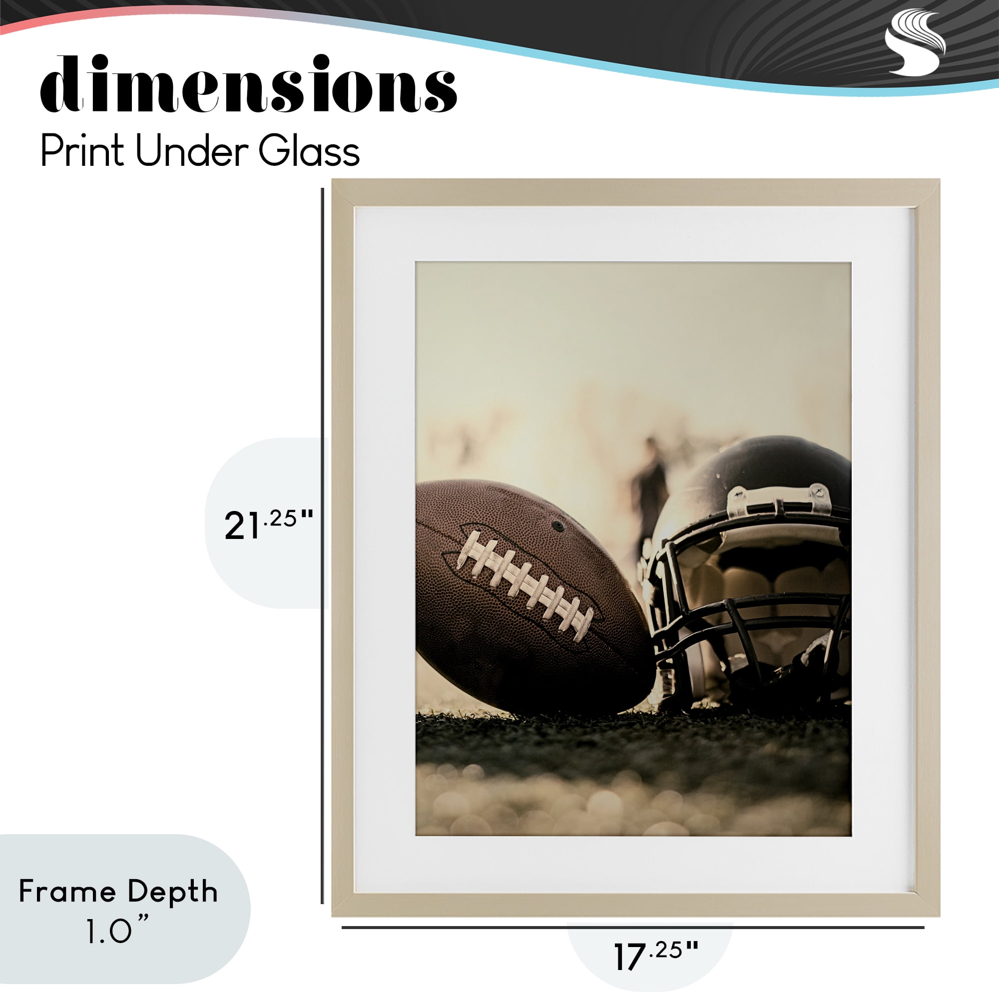 Stupell Industries Football Stand Alone Birch Framed Print Under Glass, design by Jesse Keith