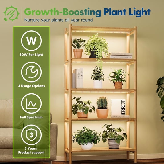 FREELICHT T8 Grow Lights for Indoor Plants, 2FT Full , 120W(4 x 30W), 4 Installation Methods, 5000K Linkable LED Grow Light Strips for Plant Shelf Greenhouse Succulent Seeding, 4 Pack