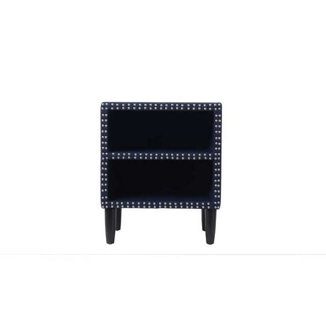 Zane Nightstand with Nailhead Accents Midnight Blue