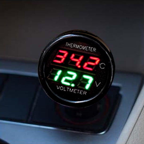Car Digital Voltmeter & Thermometer - DC 12V/24V/36V LED Display For Battery Voltage & Interior Temp