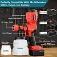 thumbnail image 2 of 300W Cordless Paint Sprayer for Milwaukee 18V Battery, Spray Gun with Brushless Motor & 4 Copper Nozzles, for Interior, Exterior Walls, Furniture, Fences (Battery Not Included), 2 of 7
