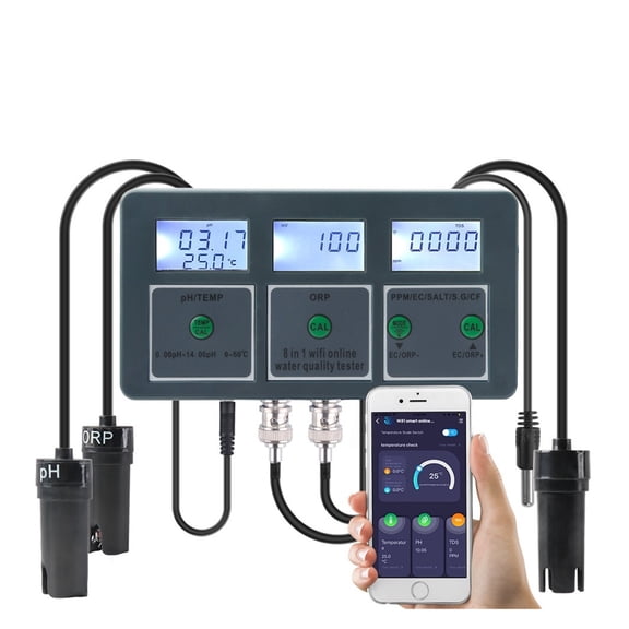 Tuya Smart PH ORP TDS EC SALT S. G TEMP CF Monitor Meter Online Aquarium Water Quality Tester Data Logger Controller ,Multifunctional