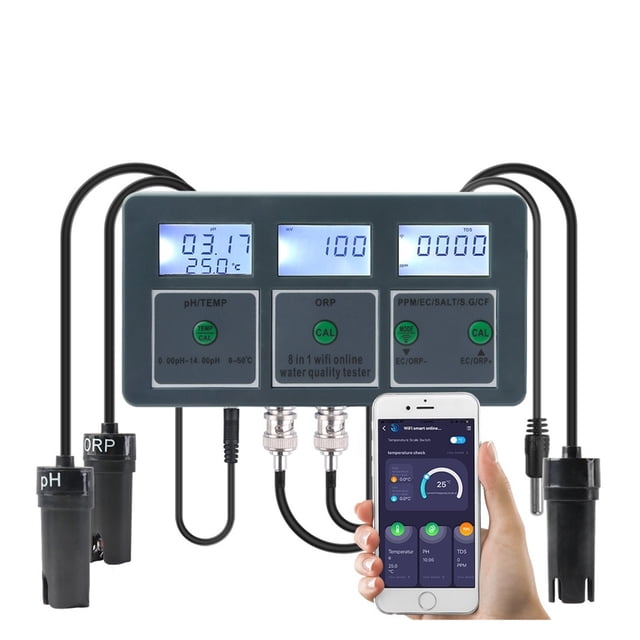 Tuya Smart PH ORP TDS EC SALT S. G TEMP CF Monitor Meter Online Aquarium Water Quality Tester Data Logger Controller