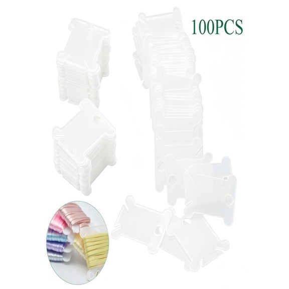 JeashCHAT Embroidery Floss Bobbins , 100PCS Plastic Spool Thread Card Embroidery Floss DIY Stitch Organizer Holder Sewing Tools, Winding Board Cross Stitch Stitch Storage