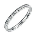 thumbnail image 2 of Hot Sales! Stainless Steel White Cubic Zirconia CZ Eternity Wedding 3MM Band Ring Sz 7, 2 of 6