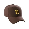 thumbnail image 2 of Daxton Structured Baseball Hat Cap Curved Visor Old English Font Alphabet A to Z, Brown Hat Gold U, 2 of 4