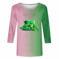 thumbnail image 4 of Meichang Hauts de Printemps à Manches 3/4 pour Femmes T-Shirts Graphiques Trèfle Col Rond Coupe Ample T-Shirts Joyeux Jour de la Saint-Patrick, 4 of 5