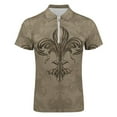 thumbnail image 4 of Vintage Fleur-de-lis Sepia Men Zipper T-shirt Summer Casual Short Sleeve T-shirt Top, 4 of 7