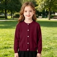 thumbnail image 2 of Girls Long Sleeve Knitted Cardigan Sweater Kids Button down Sweaters Cropped Jacket Cover up Tops Kids Basic Shirt Outerwear, 2 of 9