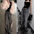 thumbnail image 3 of Men Women Rhinestone Wide Leg Jeans,Vintage Baggy Sparkly Bling Y2K Denim Pants, 3 of 6