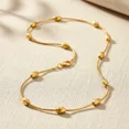 thumbnail image 5 of Tilo Jewelry Yellow Gold Plated Solid 925 Sterling Silver Diamond-Cut Oval-Shaped Beaded Station Chain Necklace with Secure Lobster Lock | 18 Inch | Everyday Necklace for Women, Men, Unisex, 5 of 12