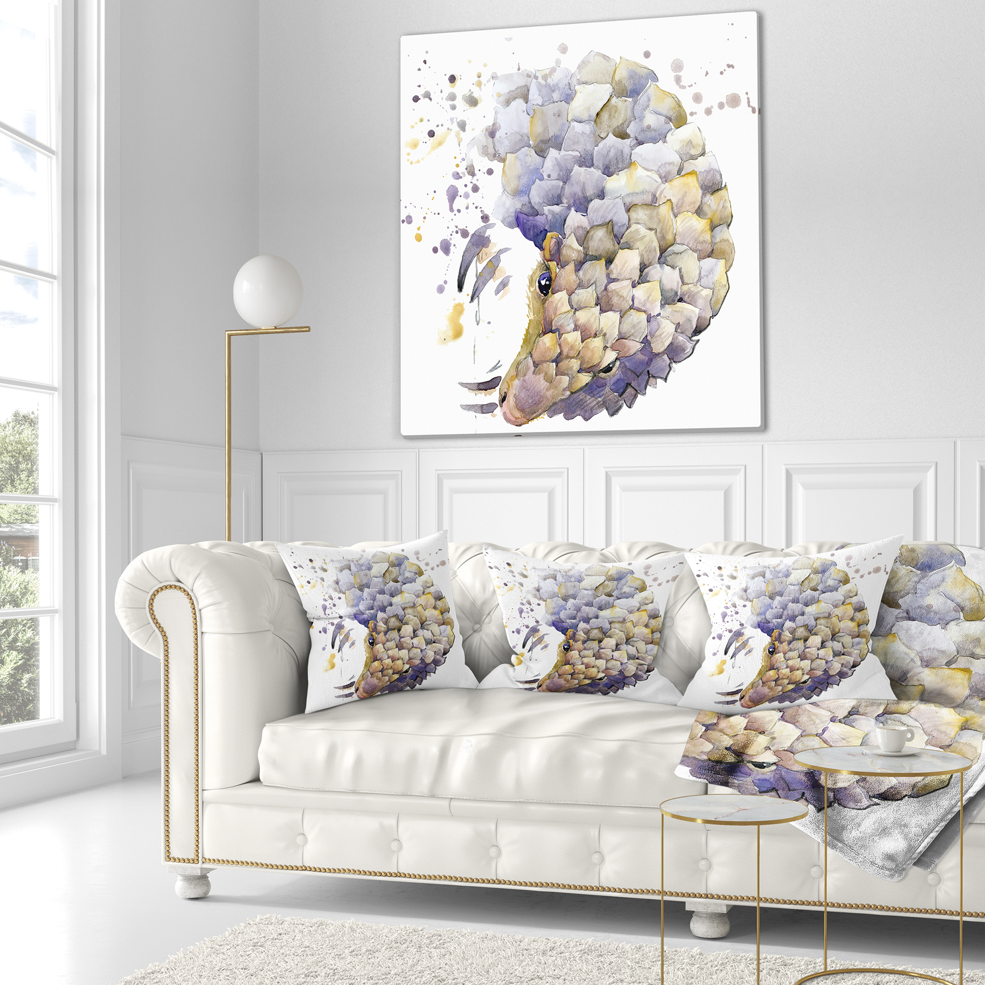 Designart Armadillo Illustration Art - Animal Throw Pillow - 16x16