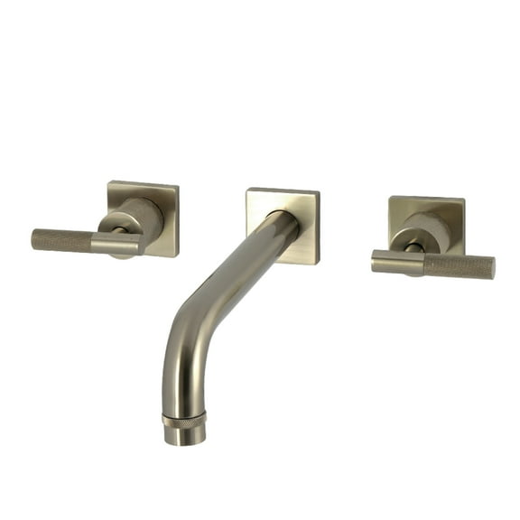 Kingston Brass KS6028KNL Convergent Two-Handle Wall Mount Roman Tub Faucet with Knurled Handle, Brushed Nickel