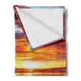 thumbnail image 2 of Hawaiian Soft Flannel Fleece Blanket, Dramatic Picture of Sunset over Beach Sun Rays Reflection on Sea Evening View, Cozy Plush for Indoor and Outdoor Use, 60" x 80", Yellow Orange, by Ambesonne, 2 of 5