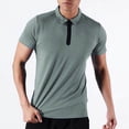 thumbnail image 1 of Blusa y camisa de manga corta con cuello vuelto para hombre, color liso, informal, elástica, con cremallera, deportiva, de manga corta, con cuello vuelto, para hombre, tops de poliéster, 1 of 4