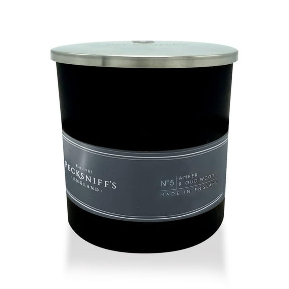Pecksniffs Black Amber & Oud Wood Scented Candle | 1 Wick, 184g/6.49oz