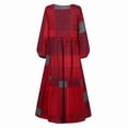 thumbnail image 4 of ZANZEA Women Leisure V-Neck Long Sleeve Plaid Printed Dress with Pockets, 4 of 10